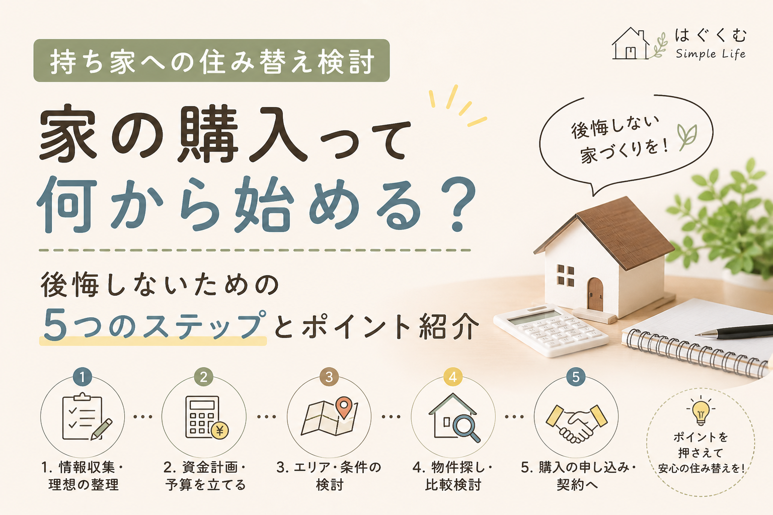 持ち家への住み替え検討】家の購入って何から始める？後悔しないための 